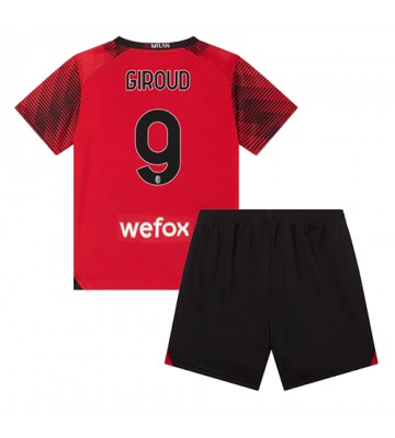 AC Milan Olivier Giroud #9 babykläder Hemmatröja barn 2023-24 Korta ärmar (+ Korta byxor)